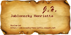 Jablonszky Henrietta névjegykártya